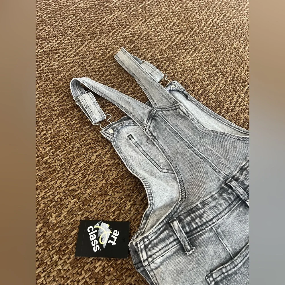 Brand New. Art Class gray Denim overall dress